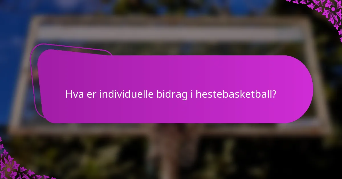 Hva er individuelle bidrag i hestebasketball?