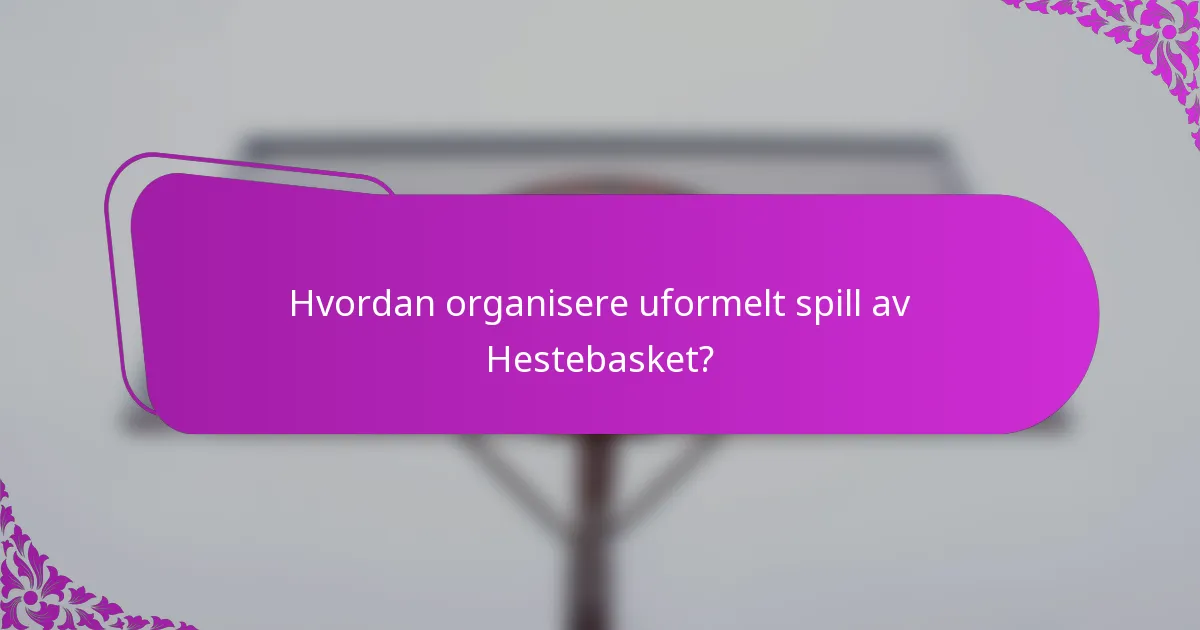 Hvordan organisere uformelt spill av Hestebasket?