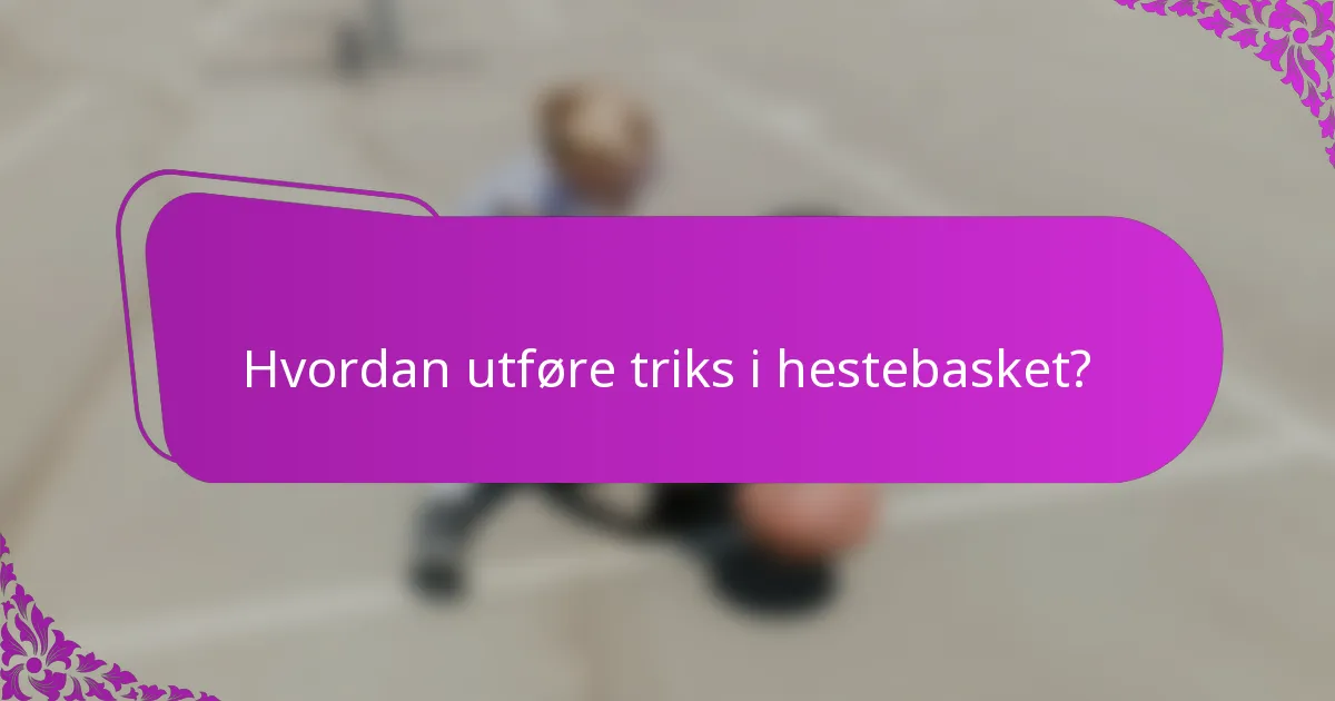 Hvordan utføre triks i hestebasket?
